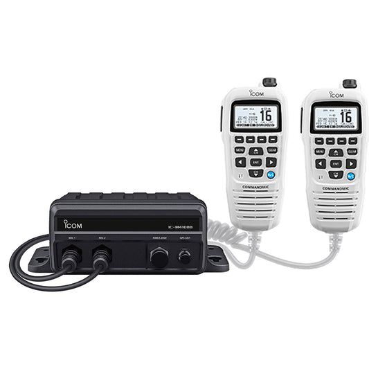 Icom IC-M410BB GW 11 Black Box VHF w/White Command Mic  2 Command Mic Ports [M410BB GW 11 USA]