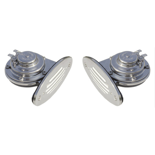 Schmitt Marine Mini Stainless Steel Dual Drop-In Horn w/Stainless Steel Grills High  Low Pitch [10055]