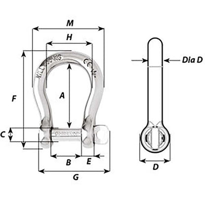 Wichard Self-Locking Bow Shackle - Diameter 4mm - 5/32" [1241W]