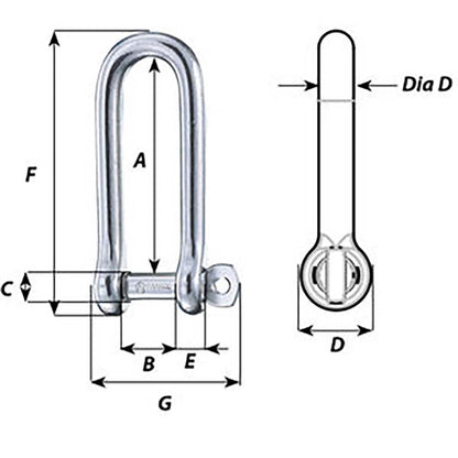 Wichard Captive Pin Long D Shackle - Diameter 10mm - 13/32" [1415W]