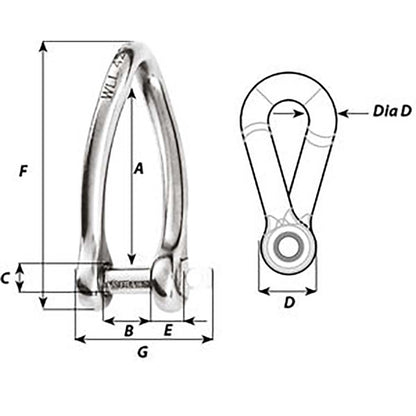 Wichard Captive Pin Twisted Shackle - Diameter 6mm - 1/4" [1423W]