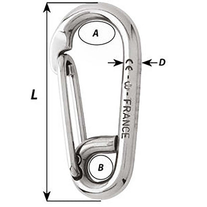 Wichard Symmetric Carbine Hook - Length 60mm - 1/4" [2313W]