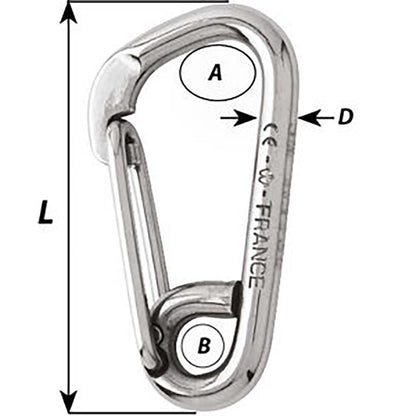 Wichard Asymmetric Carbine Hook - Length 100mm - 13/32" [2326W]