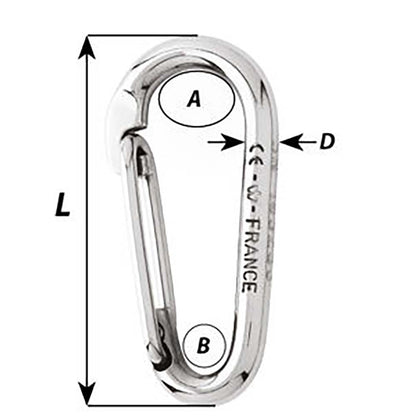 Wichard Symmetric Carbine Hook Without Eye - Length 80mm - 5/16" [2335W]