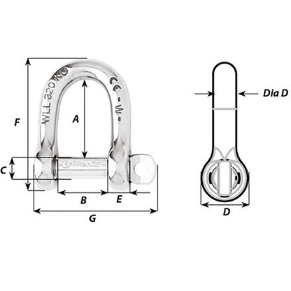 Wichard Self-Locking D Shackle - 12mm Diameter - 15/32" [1206W]