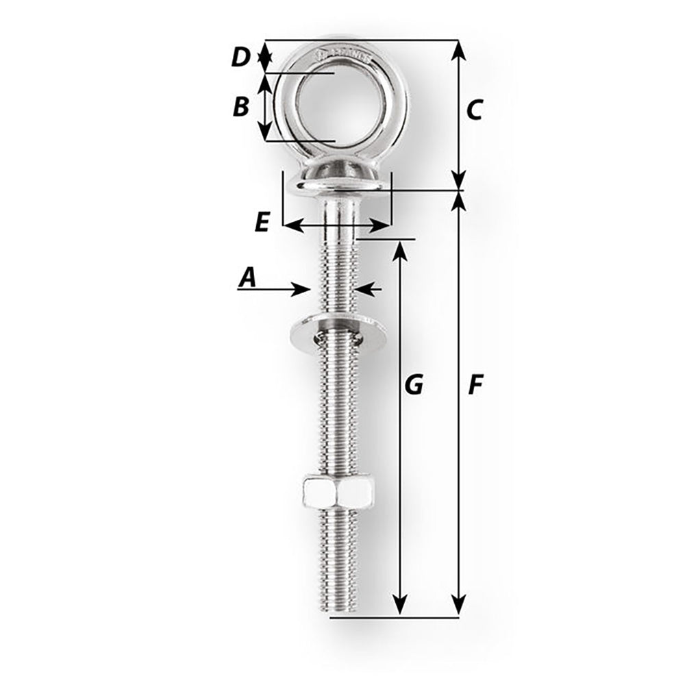 Wichard Eye Bolt - M10 x 150mm - Length 100mm [6495W]