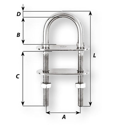 Wichard U-Bolt Pad Eye - 12mm Diameter - 15/32" - 110mm Length - 4-21/64" [6516W]