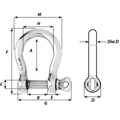Wichard HR Bow Shackle - 8mm Pin Diameter [11244W]