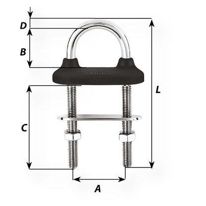 Wichard Black Watertight U-Bolt - 12mm Diameter - 15/32" - 130mm Length - 5-1/8" [65461W]